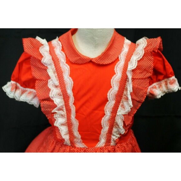 VTG Better Made by Betty Oden Red Dress Girls 6X Full Circle Skirt Polka dot - Picture 3 of 12